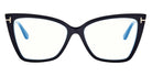 Tom Ford® FT5844-B FT5844-B 005 55 - 005 - Matte Black, t" Logo / Blue Block Lenses" Eyeglasses