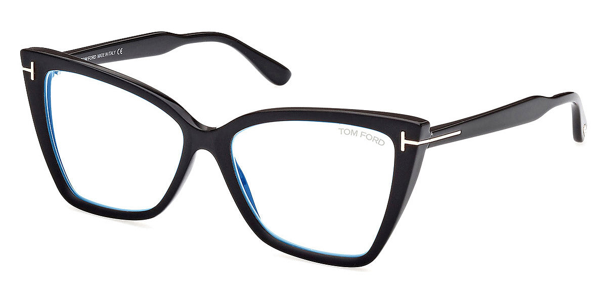 Tom Ford® FT5844-B FT5844-B 005 55 - 005 - Matte Black, t" Logo / Blue Block Lenses" Eyeglasses