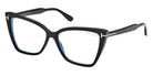 Tom Ford® FT5844-B FT5844-B 005 55 - 005 - Matte Black, t" Logo / Blue Block Lenses" Eyeglasses