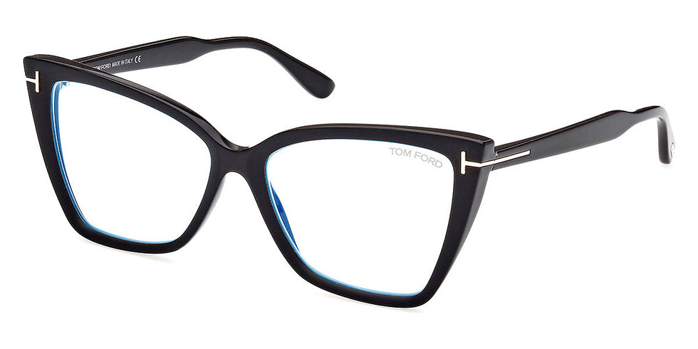 Tom Ford® FT5844-B FT5844-B 005 55 - 005 - Matte Black, t" Logo / Blue Block Lenses" Eyeglasses