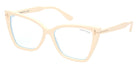 Tom Ford® FT5844-B FT5844-B 025 55 - 025 - Shiny Ivory, t" Logo / Blue Block Lenses" Eyeglasses