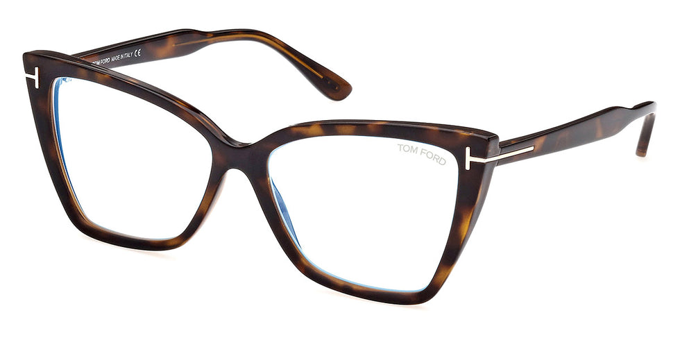 Tom Ford® FT5844-B FT5844-B 052 55 - 052 - Matte Havana ГѓВўГ‚в‚¬Г‚Е“tГЈВўГ‚в‚¬Г‚Вќ Logo / Blue Block Lenses Eyeglasses