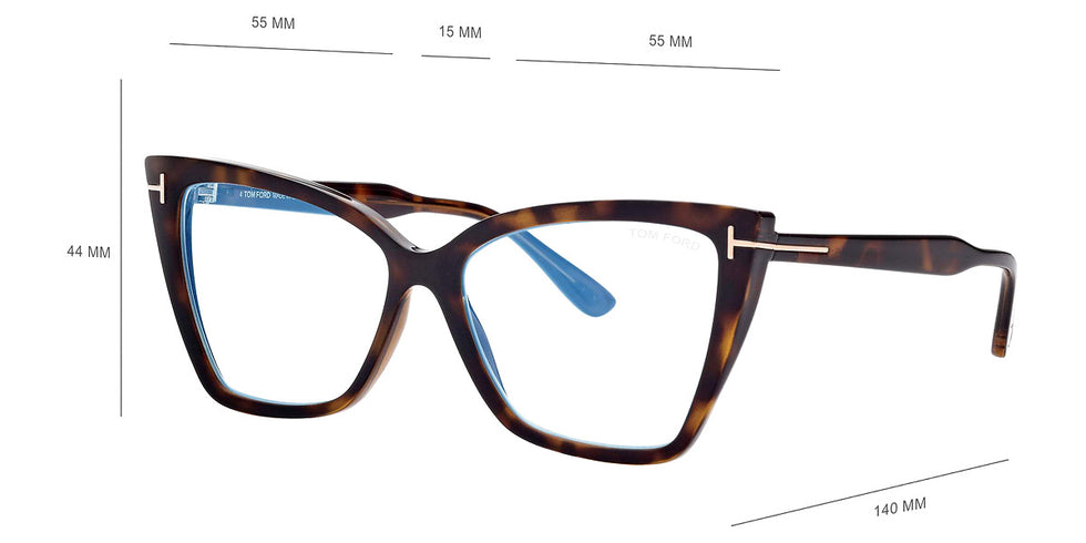Tom Ford® FT5844-B FT5844-B 052 55 - 052 - Matte Havana ГѓВўГ‚в‚¬Г‚Е“tГЈВўГ‚в‚¬Г‚Вќ Logo / Blue Block Lenses Eyeglasses