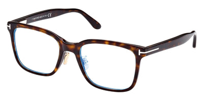 Tom Ford® FT5853-D-B FT5853-D-B 052 55 - 052 - Dark Havana, t" Logo / Blue Block Lenses" Eyeglasses