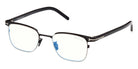 Tom Ford® FT5854-D-B FT5854-D-B 001 49 - 001 - Shiny Black, Rose Gold, t" Logo / Blue Block Lenses" Eyeglasses