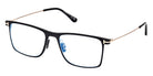 Tom Ford® FT5865-B FT5865-B 002 55 - 002 - Matte Black, Shiny Rose Gold, t" Logo / Blue Block Lenses" Eyeglasses