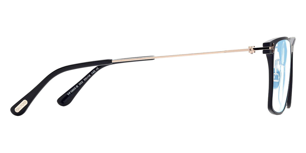 Tom Ford® FT5865-B FT5865-B 002 55 - 002 - Matte Black, Shiny Rose Gold, t" Logo / Blue Block Lenses" Eyeglasses