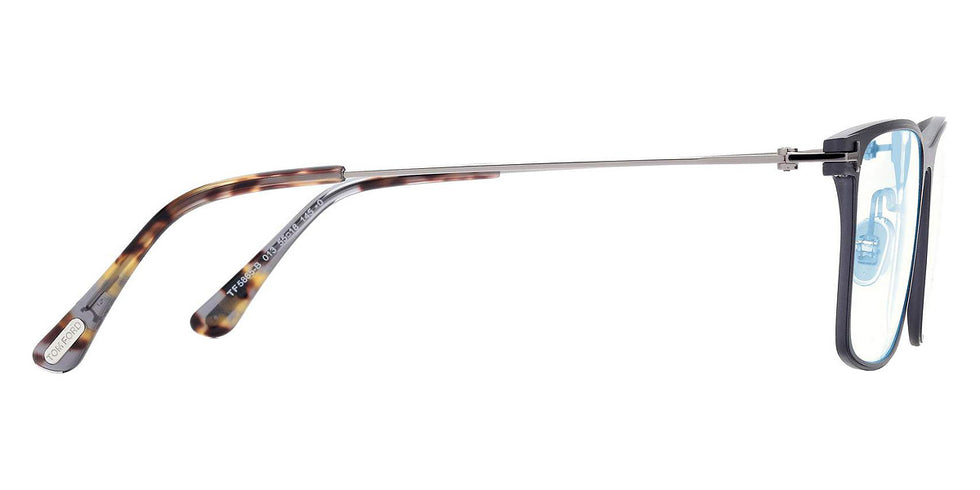 Tom Ford® FT5865-B FT5865-B 013 55 - 013 - Matte Dark Ruthenium, Light Ruthenium, t" Logo / Blue Block Lenses" Eyeglasses