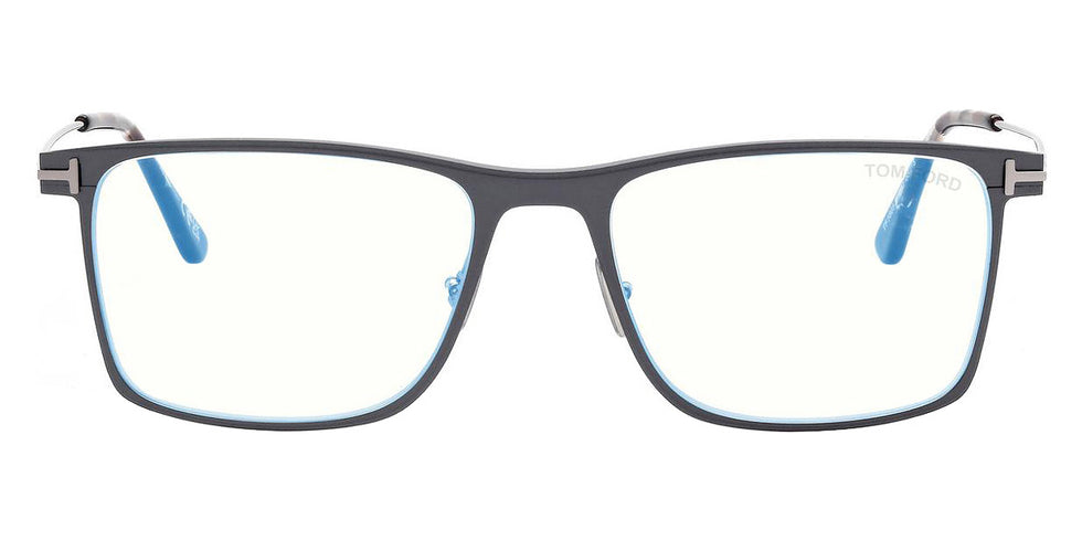 Tom Ford® FT5865-B FT5865-B 020 55 - 020 - Matte Stone Grey, Shiny Light Ruthenium, t" Logo / Blue Block Lenses" Eyeglasses