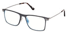 Tom Ford® FT5865-B FT5865-B 020 55 - 020 - Matte Stone Grey, Shiny Light Ruthenium, t" Logo / Blue Block Lenses" Eyeglasses