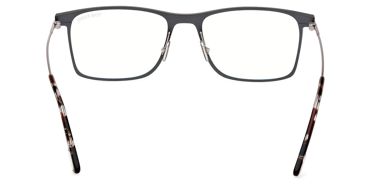 Tom Ford® FT5865-B FT5865-B 020 55 - 020 - Matte Stone Grey, Shiny Light Ruthenium, t" Logo / Blue Block Lenses" Eyeglasses
