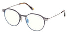 Tom Ford® FT5866-B FT5866-B 013 52 - 013 - Matte Dark Ruthenium, Shiny Grey Havana, t" Logo / Blue Block Lenses" Eyeglasses