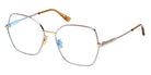 Tom Ford® FT5876-B FT5876-B 014 56 - 014 - Shiny Light Ruthenium, Transparent Amber, t" Logo/ Blue Block Lenses" Eyeglasses