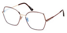 Tom Ford® FT5876-B FT5876-B 028 56 - Shiny Rose Gold and Red Enamel/Brown/T Logo Eyeglasses