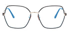Tom Ford® FT5876-B FT5876-B 032 56 - 032 - Shiny Pale Gold And Black Enamel, Black, t" Logo / Blue Block Lenses" Eyeglasses