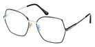 Tom Ford® FT5876-B FT5876-B 032 56 - 032 - Shiny Pale Gold And Black Enamel, Black, t" Logo / Blue Block Lenses" Eyeglasses