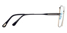Tom Ford® FT5876-B FT5876-B 032 56 - 032 - Shiny Pale Gold And Black Enamel, Black, t" Logo / Blue Block Lenses" Eyeglasses