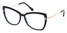 Tom Ford® FT5882-B FT5882-B 005 55 - Shiny Black/Shiny Pale Gold/T Logo Eyeglasses