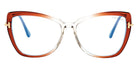 Tom Ford® FT5882-B FT5882-B 044 55 - 044 - Shiny Transp Orange & Crystal, Deep Gold, t" Logo / Blue Block Lenses" Eyeglasses