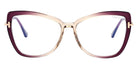 Tom Ford® FT5882-B FT5882-B 083 55 - 083 - Shiny Transp Violet & Beige, Pale Gold, t" Logo / Blue Block Lenses" Eyeglasses