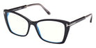 Tom Ford® FT5893-B FT5893-B 001 55 - 001 - Shiny Black, Shiny Rose Gold, t" Logo / Blue Block Lenses" Eyeglasses