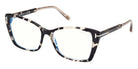 Tom Ford® FT5893-B FT5893-B 005 55 - 005 - Vintage Black Havana, Shiny Rose Gold, t" Logo / Blue Block Lenses" Eyeglasses