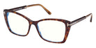 Tom Ford® FT5893-B FT5893-B 052 55 - 052 - Classic Dark Havana, Shiny Rose Gold, t" Logo / Blue Block Lenses" Eyeglasses