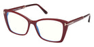 Tom Ford® FT5893-B FT5893-B 069 55 - 069 - Shiny Solid Bordeaux, Shiny Rose Gold, t" Logo / Blue Block Lenses" Eyeglasses