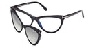 Tom Ford® FT5896-B FT5896-B 001 56 - 001 - Shiny Black, Shiny Rose Gold, t" Logo / Blue Block Lenses" Eyeglasses