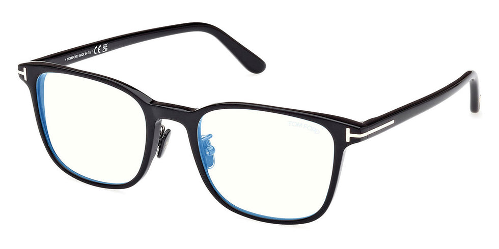 Tom Ford® FT5925-D-B FT5925-D-B 001 52 - 001 - Shiny Black, Gunmetal, t" Logo / Blue Block Lenses" Eyeglasses