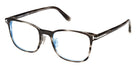 Tom Ford® FT5925-D-B FT5925-D-B 020 52 - 020 - Striped Black Havana, Shiny Palladium, t" Logo / Blue Block Lenses" Eyeglasses