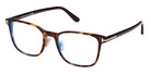 Tom Ford® FT5925-D-B FT5925-D-B 052 52 - 052 - Classic Dark Havana, Shiny Rose Gold, t" Logo / Blue Block Lenses" Eyeglasses