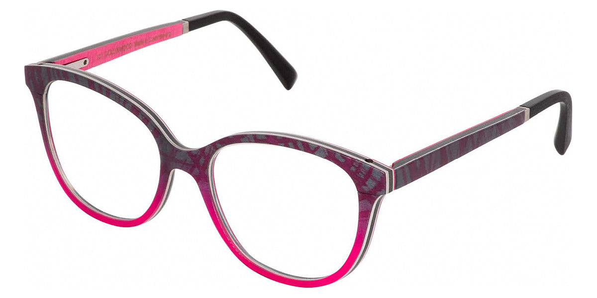 Gold & Wood® GAIA 01 G&W GAIA 01 05 52 - 05 - Silk/Grey Bolivar/Fuchsia Curly Maple Eyeglasses