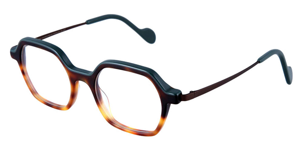 NaoNed® Gilheg NAO Gilheg 48002 47 - Tortoiseshell and Green Eyebrow / Matte Dark Earth Brown Eyeglasses