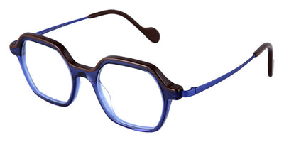NaoNed® Gilheg NAO Gilheg 53003 47 - Transparent Navy Blue and Chocolate Brown Eyebrow / Matte Ultramarine Blue Eyeglasses