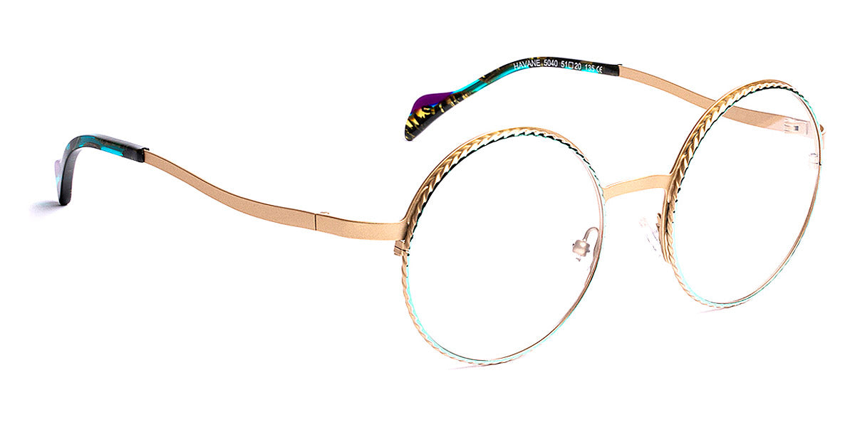 J.F. Rey® Havane JFR Havane 5040 51 - 5040 Satined Gold/Shiny Green Eyeglasses