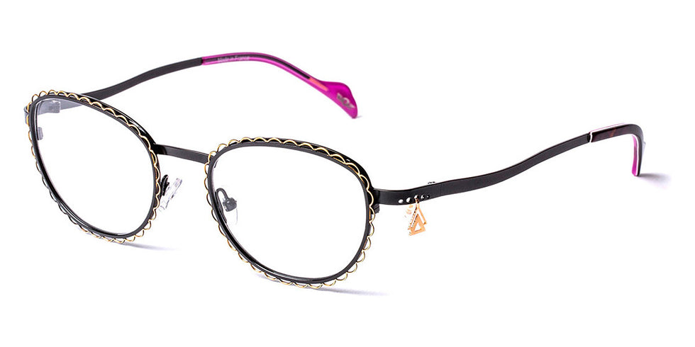 J.F. Rey® Javiera JFR Javiera 0050 49 - 0050 Satined Black/Gold Eyeglasses