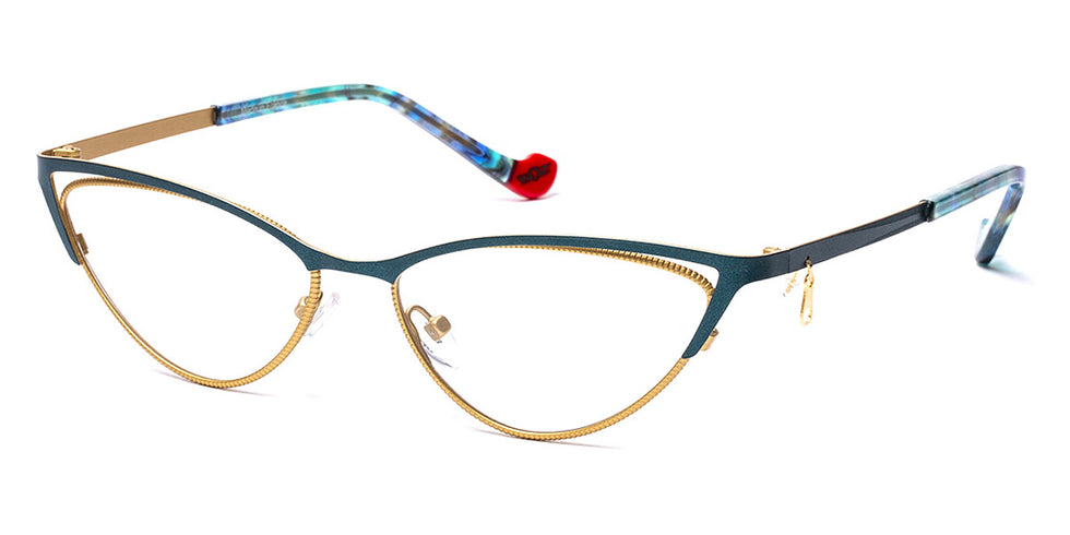 J.F. Rey® Kim JFR Kim 2550 54 - 2550 Blue Duck/Yellow Gold Satin Eyeglasses