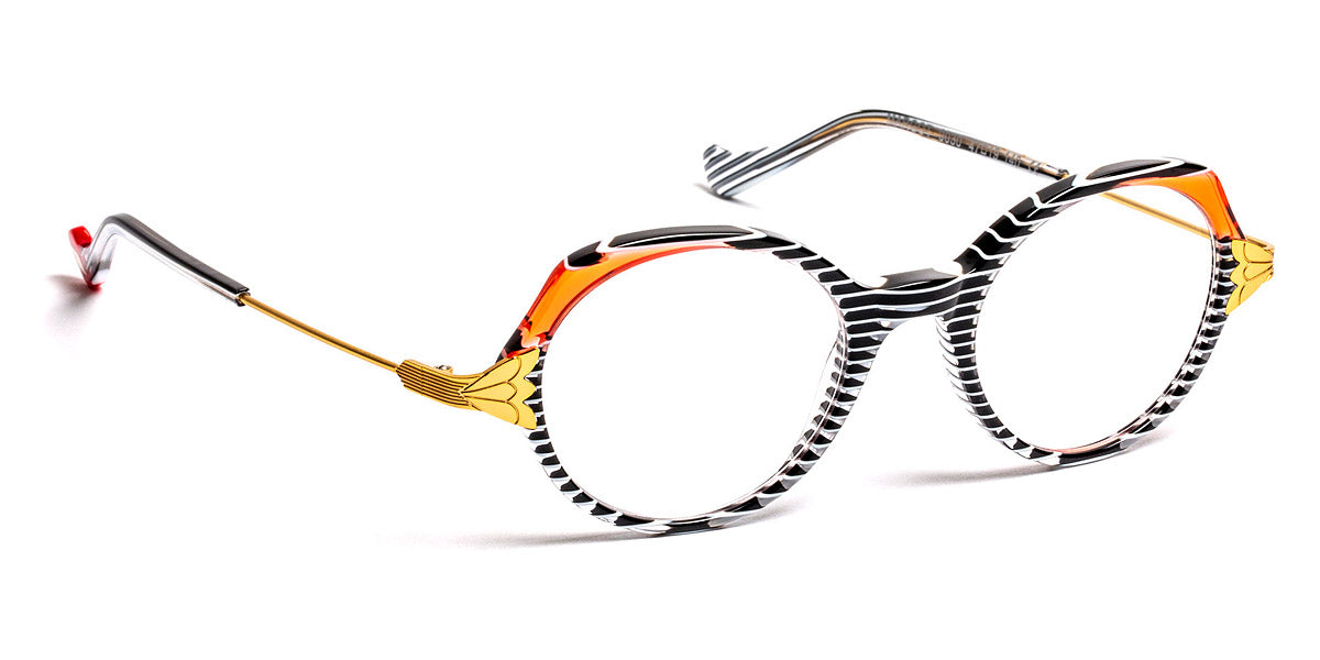 J.F. Rey® Margot JFR Margot 0030 47 - 0030 Black Striped White/Red/Gold Satin Eyeglasses