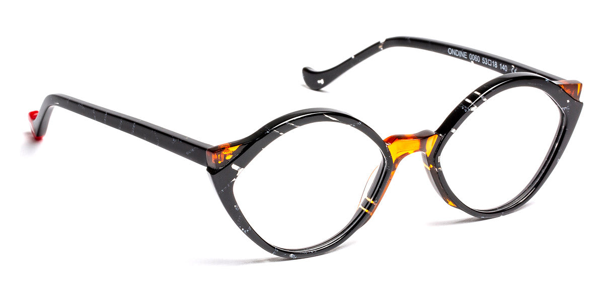 J.F. Rey® Ondine JFR Ondine 0060 53 - 0060 Black and Crystal Glossy/Orange Eyeglasses