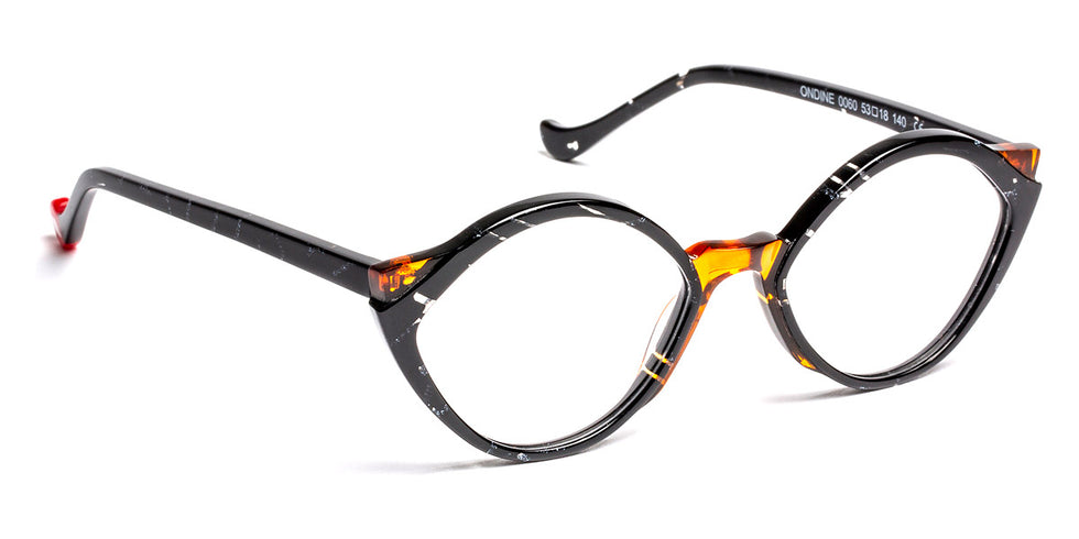 J.F. Rey® Ondine JFR Ondine 0060 53 - 0060 Black and Crystal Glossy/Orange Eyeglasses