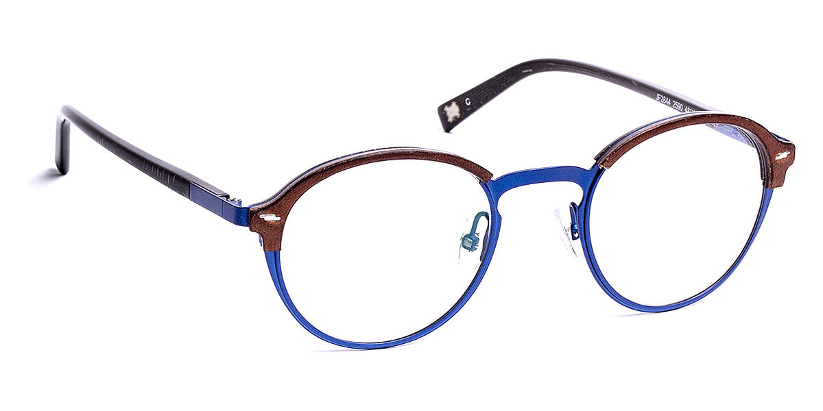 J.F. Rey® JF2844 JFR JF2844 2590 48 - 2590 Brown Leather/Brown/Metal Blue Eyeglasses