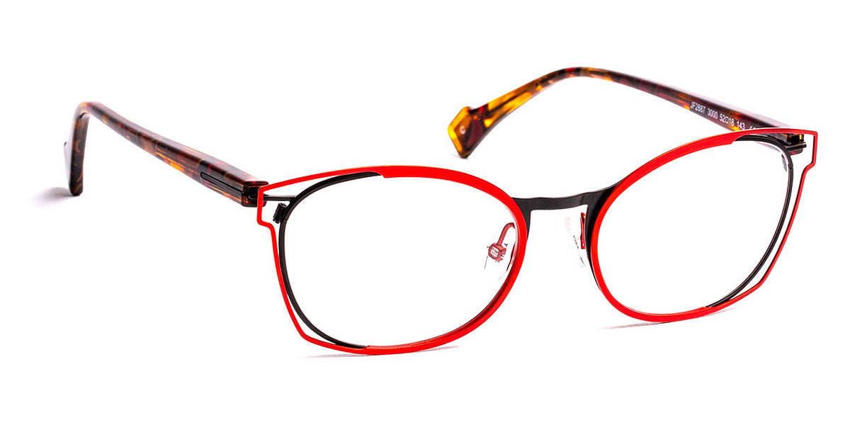 J.F. Rey® JF2887 JFR JF2887 3000 52 - 3000 Red/Satined Black Eyeglasses