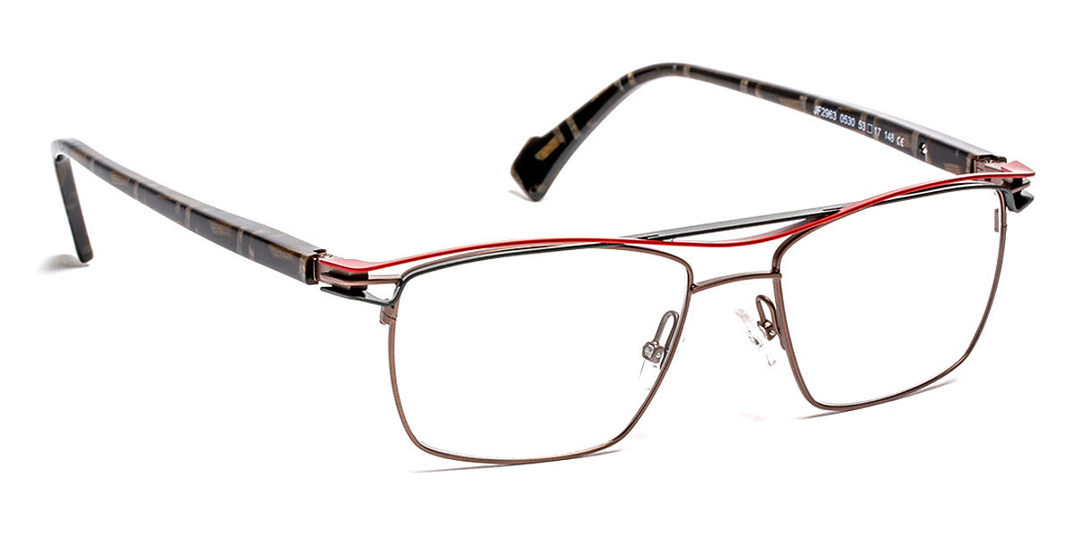 J.F. Rey® JF2963 JFR JF2963 0530 53 - 0530 Ruthenium/Red/Green Eyeglasses