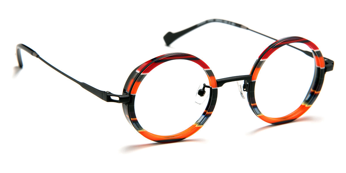 J.F. Rey® JF3025 JFR JF3025 0032 46 - 0032 Red and Orange Striped/Black Eyeglasses