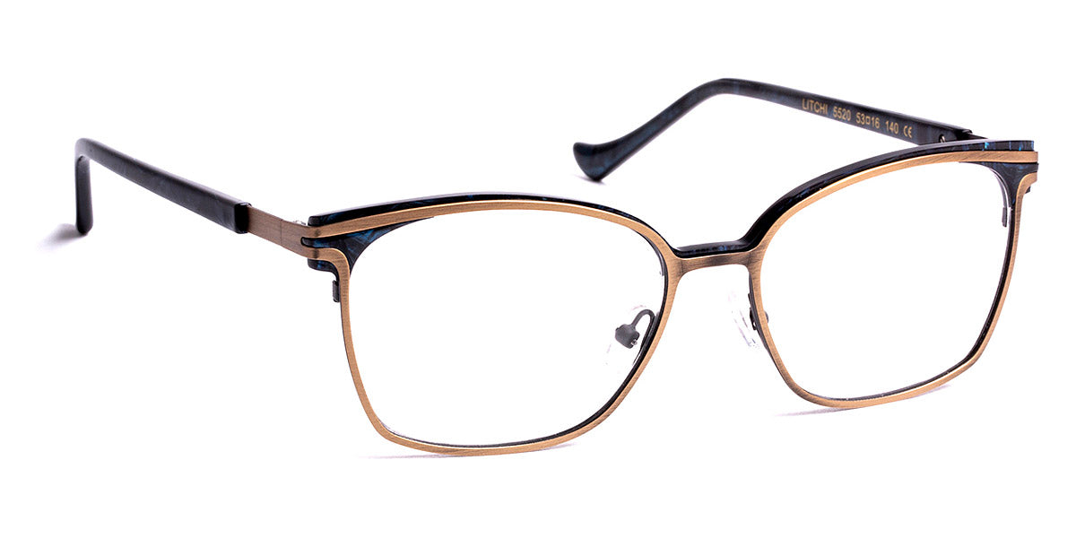 J.F. Rey® Litchi JFR Litchi 5520 53 - 5520 Brushed Bronze/Blue Shell Eyeglasses