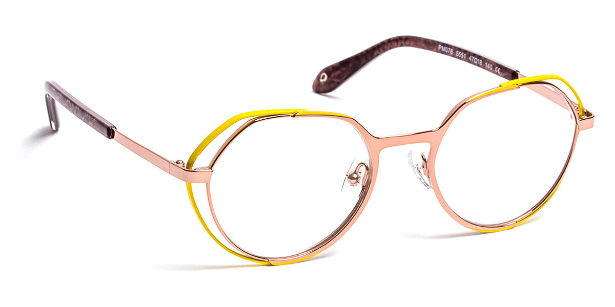 J.F. Rey® PM076 JFR PM076 5551 47 - 5551 Shiny Pink Gold/Neon Yellow Eyeglasses