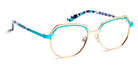 J.F. Rey® PM079 JFR PM079 5025 48 - 5025 Shiny Pink Gold/Turquoise Eyeglasses
