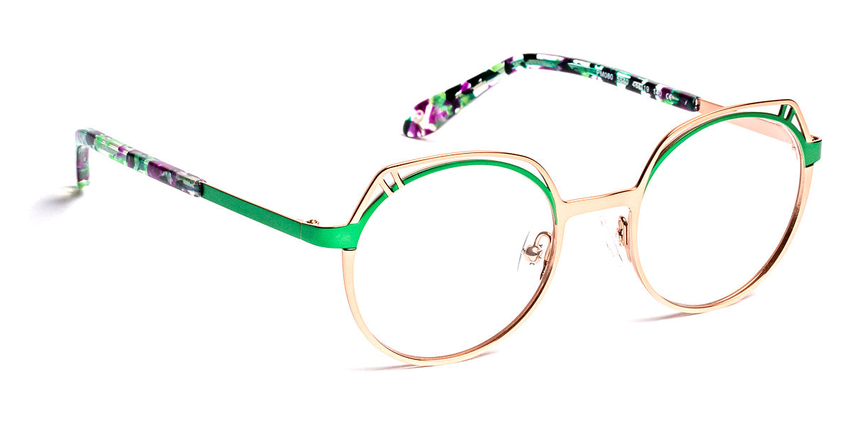 J.F. Rey® PM080 JFR PM080 5540 46 - 5540 Shiny Pink Gold/Green Eyeglasses