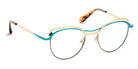 J.F. Rey® PM081 JFR PM081 0025 47 - 0025 Black Satin/Turquoise/Shiny Pink Gold Eyeglasses